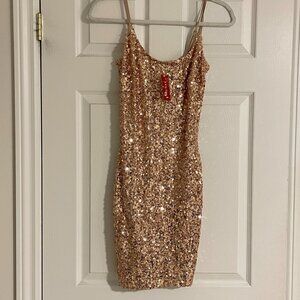 GUESS Rose Gold Sequence Bodycon Mini Dress